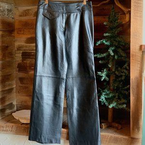 Low Rise Black Leather Pants